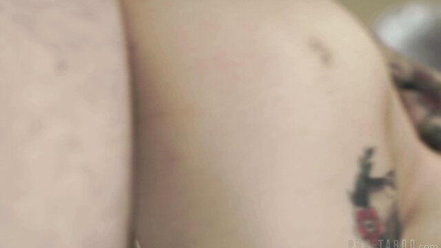 Stevie Moon tattooed hip closeup in steamy adult scene