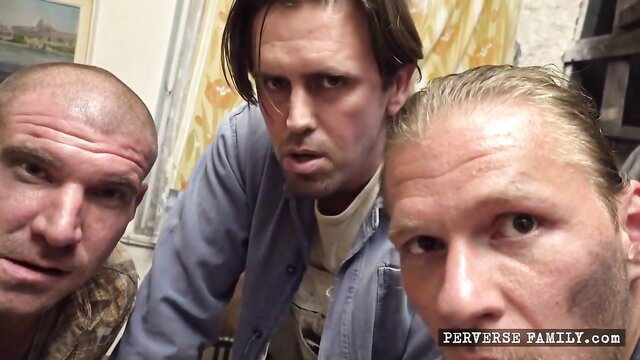 Redhead tattooed Czech slut with 3 men in wild cuckold group creampie