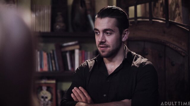 Dante Colle in intense closeup, stepfamily threesome star