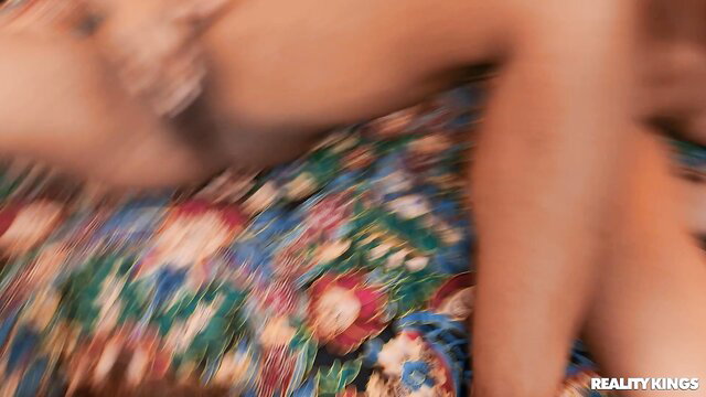 Gizelle Blanco spreads legs showing pussy in floral dress