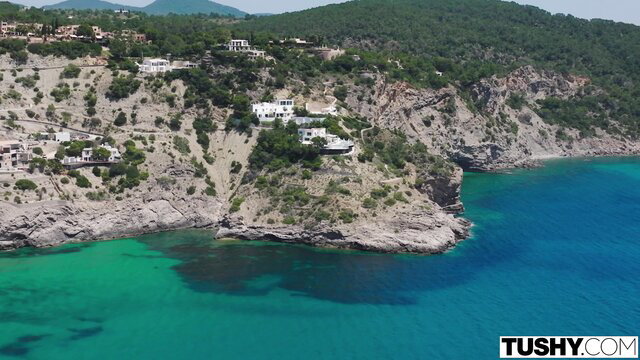 Mary Rock's stunning Ibiza villa cliffside view over turquoise sea