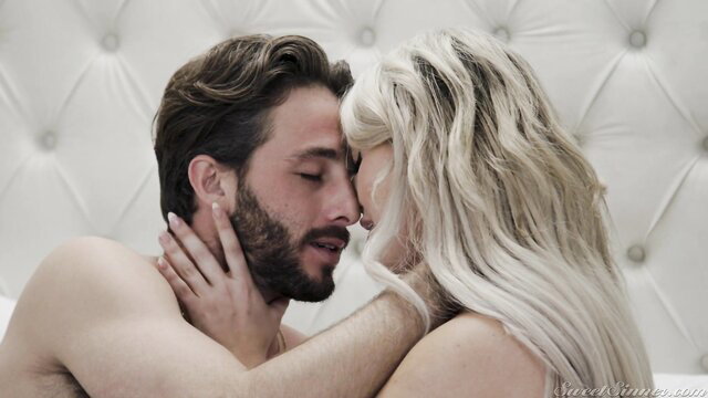 Kayley Gunner nude with lover in bed, intimate embrace