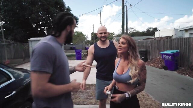 Hunter MILF with James Angel & Jmac in outdoor Reality Kings threesome