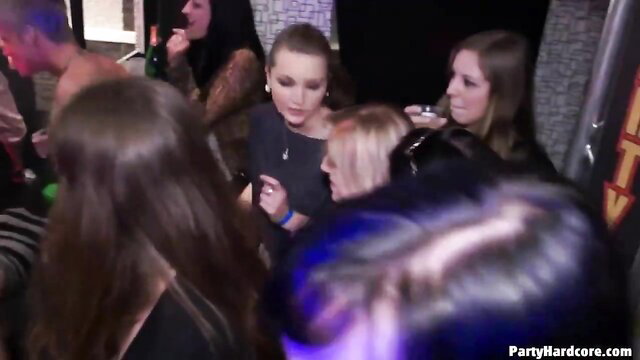 Wild MILF orgy party: tattooed pierced brunettes in lingerie group fucked