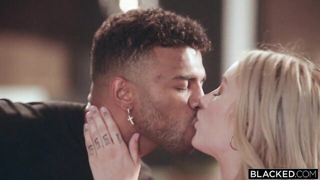 Jazmin Luv kisses Troy Francisco passionately in Blacked scene