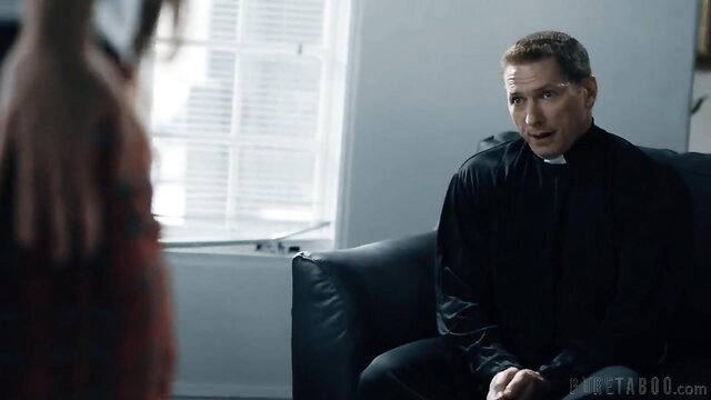 Gia Derza confesses to priest John Strong in hot taboo clergy scene