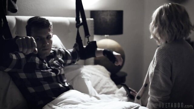 Kit Mercer caring for injured Codey Steele in taboo stepmom scene