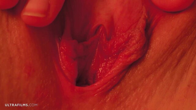 Sofilie spreads wet shaved pussy closeup in solo finger tease