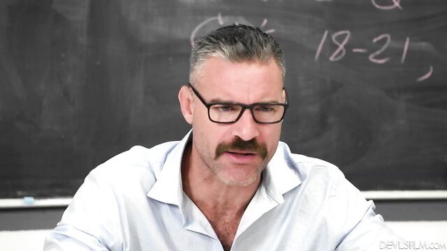 Charles Dera as hot teacher in classroom with 18-21 on board