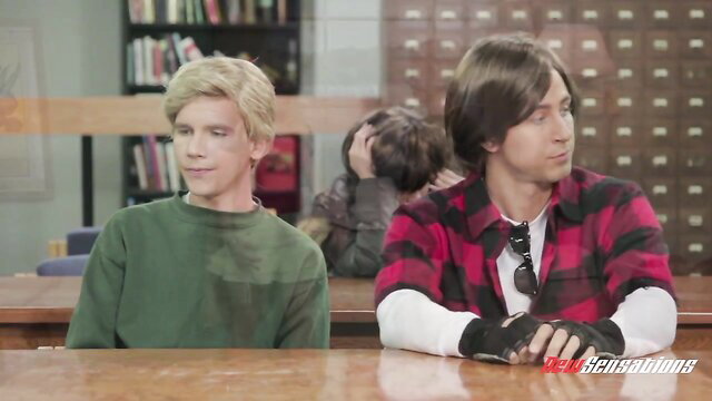 Horny teens in Breakfast Club XXX parody with plaid shirts and gloves