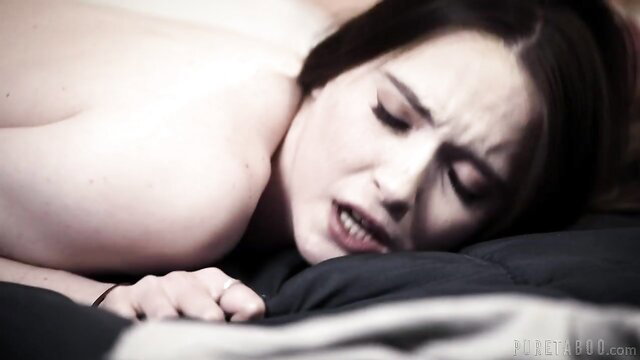 Hazel Moore nude in ecstasy on bed in Pure Taboo Soaking scene