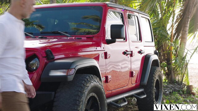 Barbie Rous by red Jeep with Christian Clay, Tushy outdoor tease