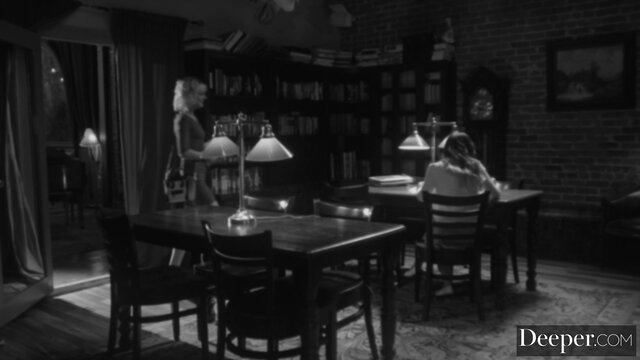 Jessie Saint in library with Anton Harden, Tushy hardcore preview