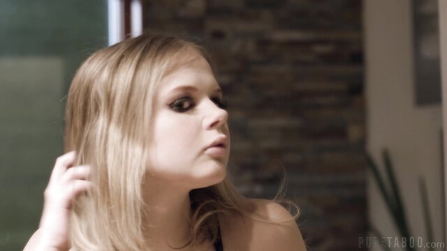 Blonde Coco Lovelock closeup in Aged Out scene with Ana Foxxx