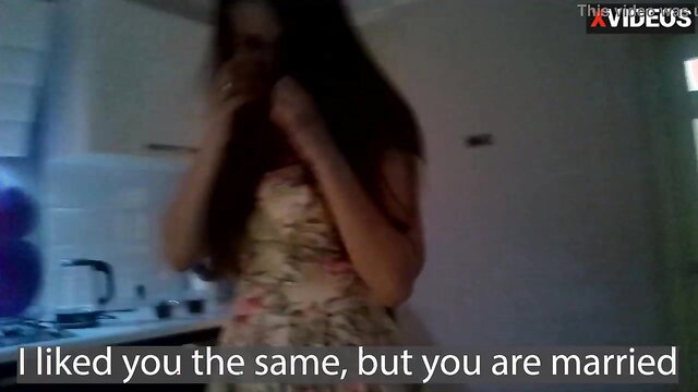 Hot friend's stepmom in dress confesses lust despite marriage, amateur hookup