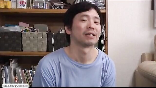 Japanese man smiling in home delivery vomit monster JAV thumbnail