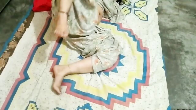 Indian step sister in salwar kameez teases at home alone Hindi audio