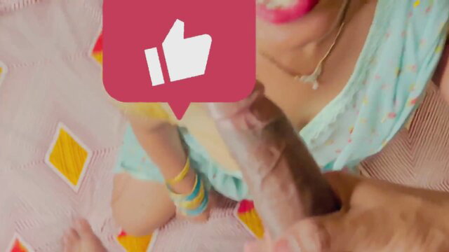 Mahi's step-sis-in-law gives step-bro handjob in lingerie closeup