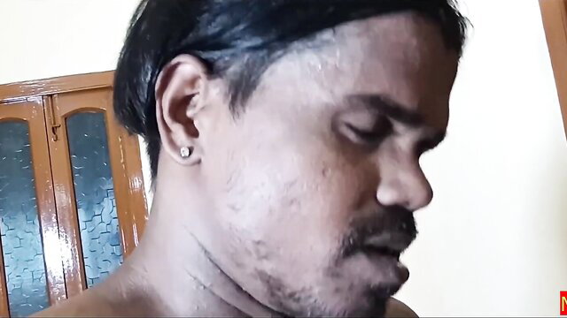 Indian village college madam with ponytail and earrings closeup face view