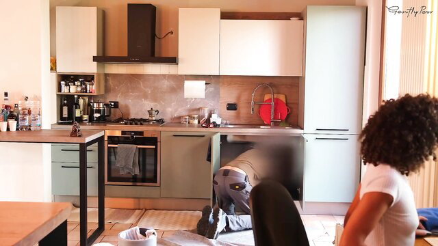 GentlyPerv bent over fucked by Italian plumber POV in kitchen