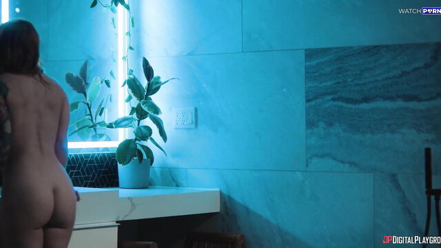 Sophia Locke nude big ass in blue-lit bathroom Digital Playground
