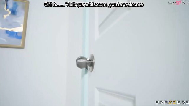 Do Not Disturb Threesome: Big Tits MILF Door Knob Tease