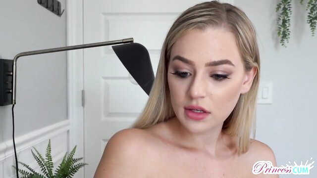 Blake Blossom topless blonde beauty closeup, teasing lips