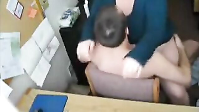 Hot office bookkeeper fucked hard from behind on chair by boss