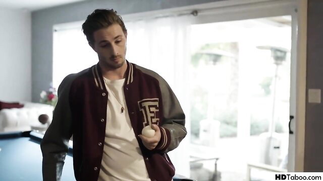 Hotwife Opal in glasses with steamy bf in varsity jacket holding basketball