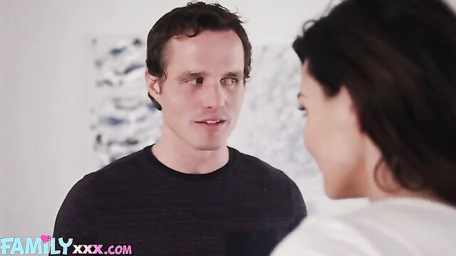 Stepmom with massive tits in steamy sex talk closeup