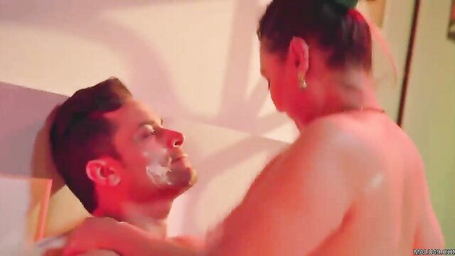 Indian couple hardcore sex, cum on face, lingerie pounding