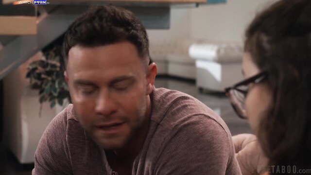 Leana Lovings close to handsome man in taboo stepfamily scene