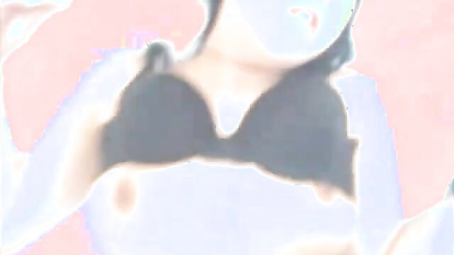 Kinky Korean GF in black bra, pink glow tease