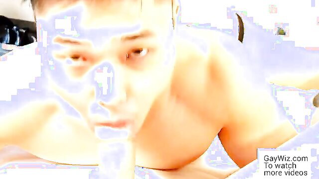 Hot Chinese amateur with big cock intense cumshot closeup