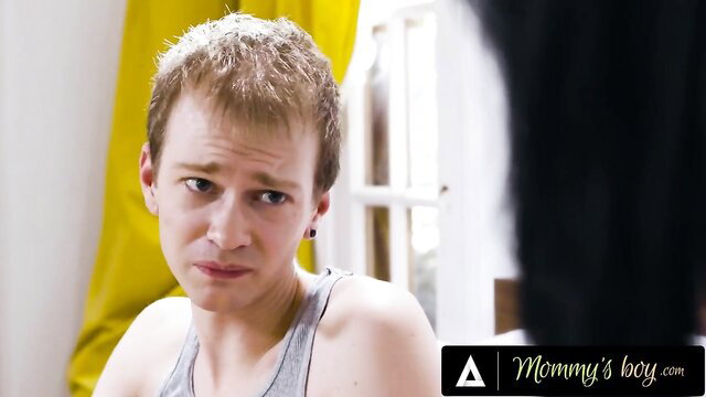 Alex Jett stares at tattooed German stepmom Texas Patti - Mommy's boy