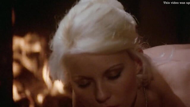 Vintage blonde bride nude closeup, sultry eyes in classic porn