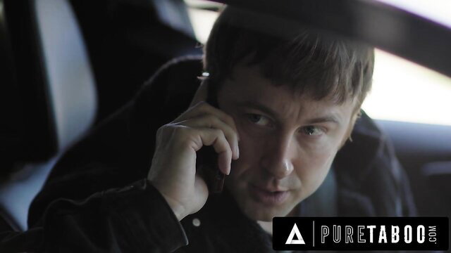 Private investigator on phone in car, PureTaboo watermark - Charlotte Sins cheating scene