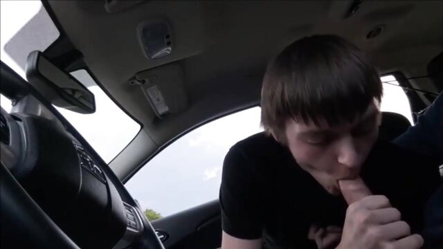 Horny chick sucks cock like a pro in car POV blowjob