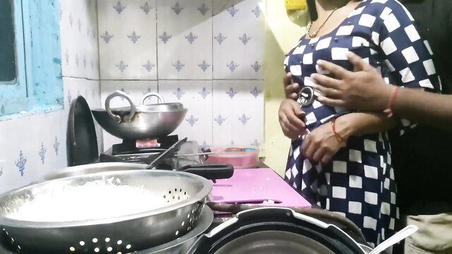 Mumbai Ashu groped by boss in tight checkered dress kitchen tease