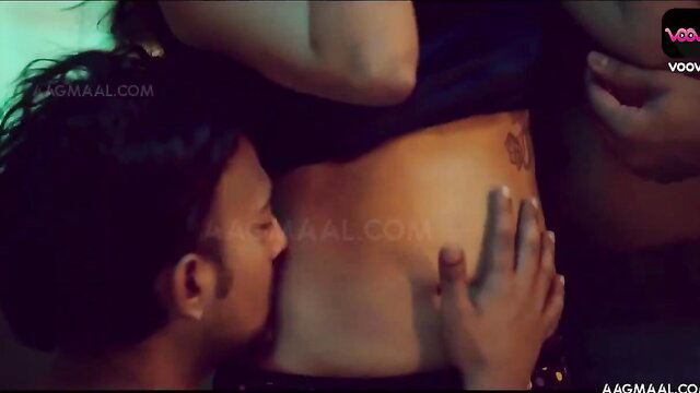 Hot Indian curvy babe's big breasts teased by lover in steamy 2022 web series