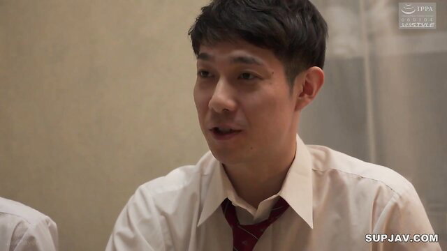 Reika Ichiba in white shirt and tie, mature JAV star closeup