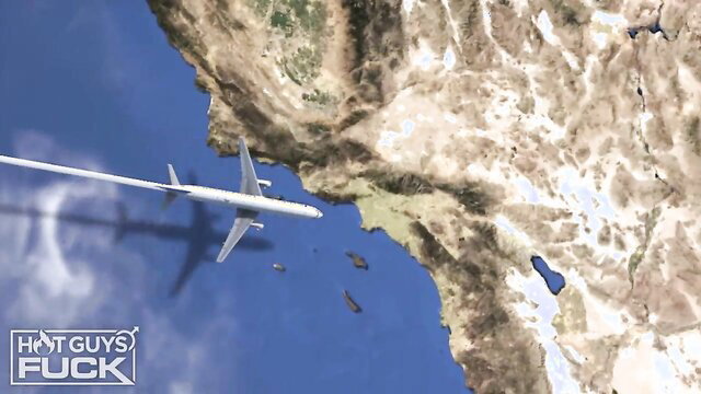 Airplane view over California coast in Hot Guys Fuck porn thumbnail