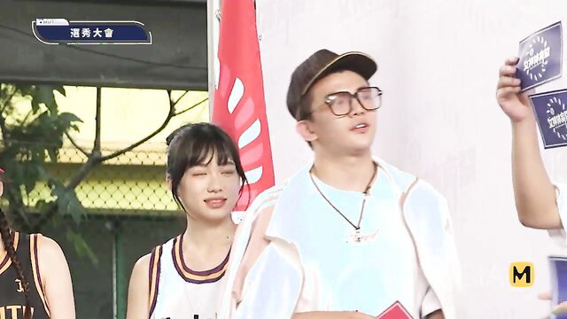 Chu Meng Shu at Girls Sports Carnival in basketball jersey and cap, smiling