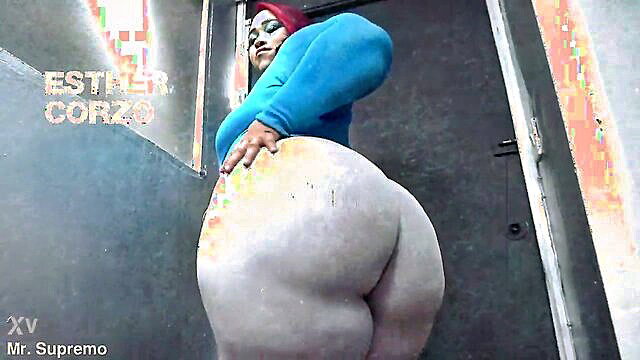Latina BBW Ester Corzo twerks huge fat ass in tight blue bodysuit