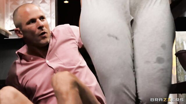 Jessie Rogers white pants ass on Scott Nails in Brazzers interracial anal