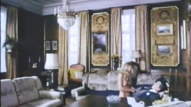 Swedish teen with nice tits strips nude over man in classic erotic film