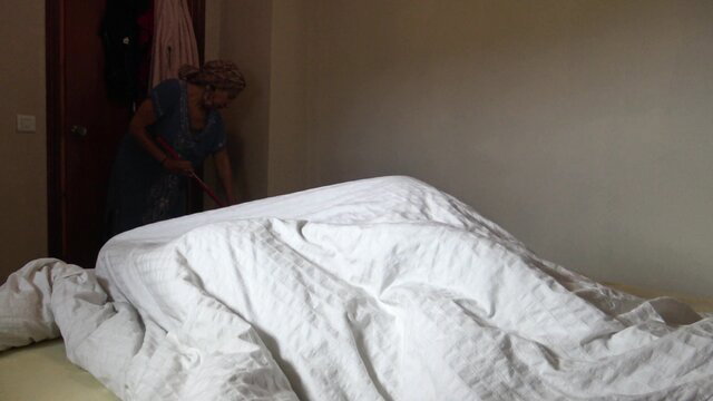 Turkish MILF in dress bends over bed, ready for hung BBC cheating fuck