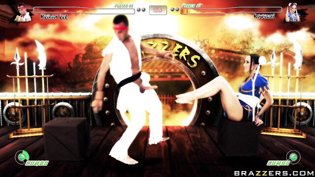 Katsuni Chun-Li cosplay foot tease in Street Fighter parody