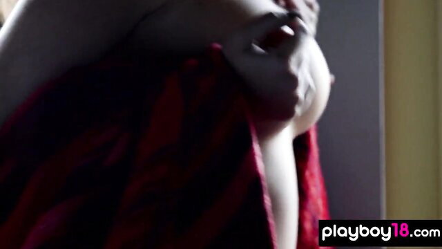 Marina Nelson teases massive natural boobs in hot solo striptease