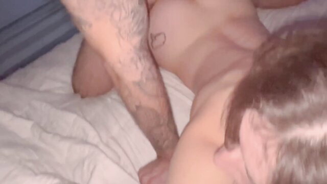 Sammy Sins tight pussy destroyed in doggy by tattooed guy creampie